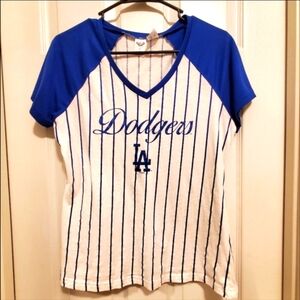 LA Dodgers World Series V-neck Jersey Cotton T- Shirt Womens Size M